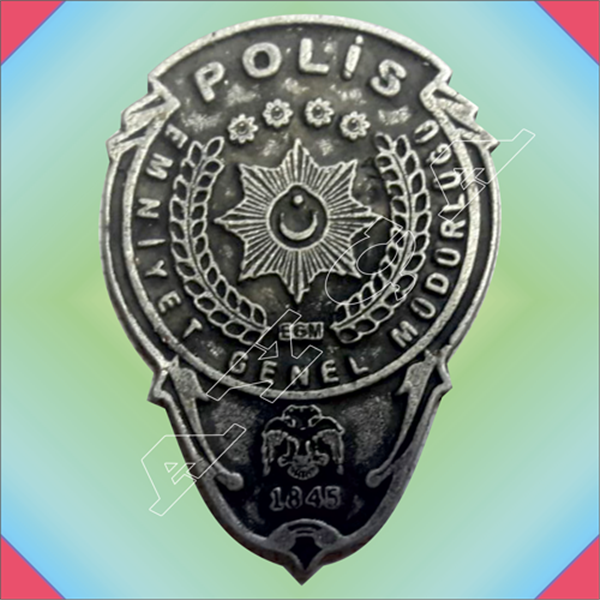 POLİS (YENİ AMBLEM) ANTİK GÜMÜŞ DÖKÜM CÜZDAN ROZETİ CÜZDANSIZ